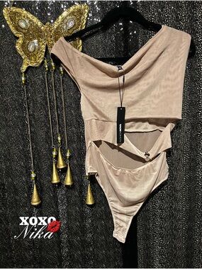 Fashion Nova Cutout Sheer Bodysuit - Size L